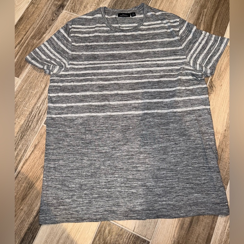 Gray and white Striped Men's Shirt xl EUC